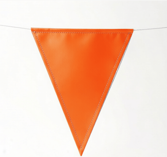 Fluorescent orange reflective fabric side of the two-sided fog flag concept