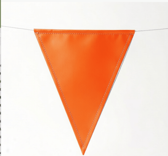 Fluorescent orange reflective fabric side of the two-sided fog flag concept