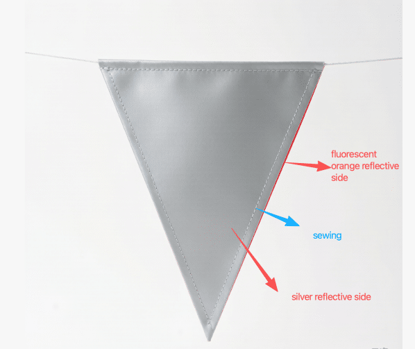 Silver reflective fabric side of the two-sided fog flag concept