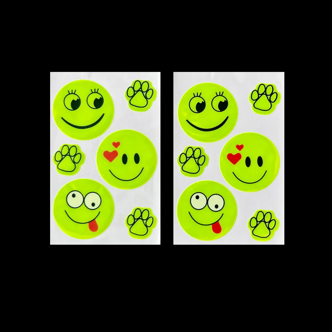 Reflective Smile and Paw Stickers MST0801, two smiley paw sheets